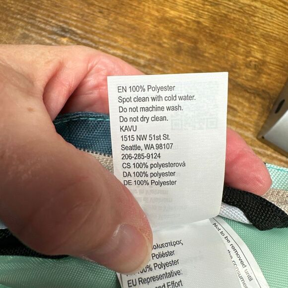 Kavu Rope Sling Crossbody Backpack Book Bag Green Striped Adjustable Strap - Picture 9 of 9